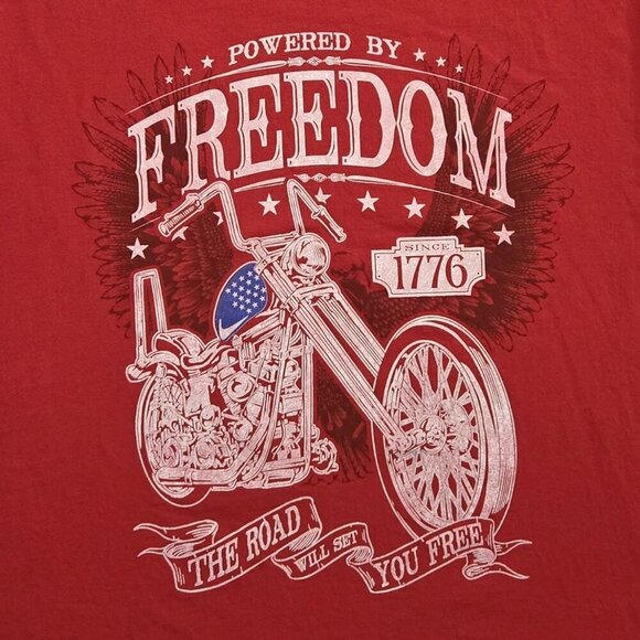Men’s Red Freedom Rider Muscle Tank 1776 Patriotic Motorcycle Graphic - Picture 3 of 11